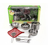 Set Bateria De Cocina Juguete Metalicas 10 Piezas Utensilios