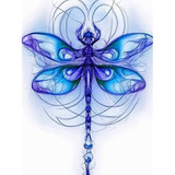 5d Diamond Painting Blue Dragonfly Full Drill By Number...
