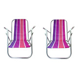 Kit 2 Cadeiras De Praia Dobrável 2 Posições Em Alumínio 