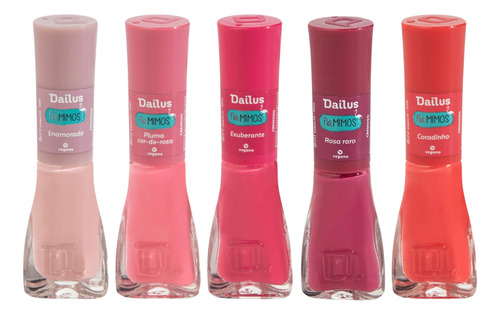 Kit Esmalte Dailus Fla.mimos 5 Tons De Rosa Cremoso 8ml