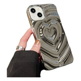 Funda Aesthetic Cromada Corazón Para iPhone Varios Modelos