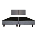 Recamara Base Cama Box Cabecera Praga Gris Queen Size