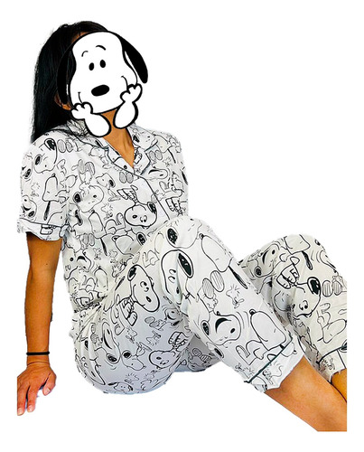 Pijama Caricaturas Dama Moda Pantalón, Playera Y Calcetas