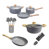 Set Hudson Granito Sarten Y Olla 26cm Utensi Antihaderen 9pz