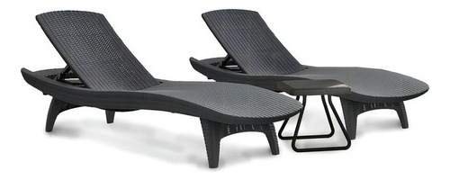 Juego De Reposeras Y Mesa Keter Pacific Sun Lounger Gris Color Graffito