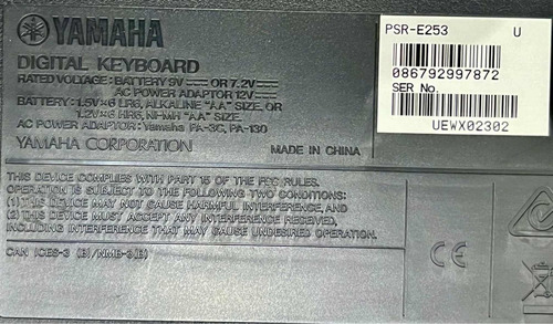 Teclado Yamaha Psr E253