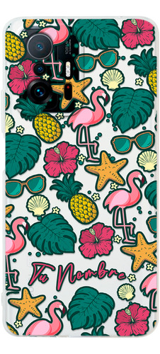 Funda Para Xiaomi Flamingos Tropical Personalizada Tu Nombre