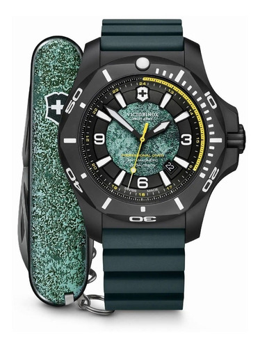 Reloj Victorinox Inox Professional Diver Titanio 241957.1 Color Del Fondo Verde Y Negro Color De La Malla Verde Oscuro Color Del Bisel Negro