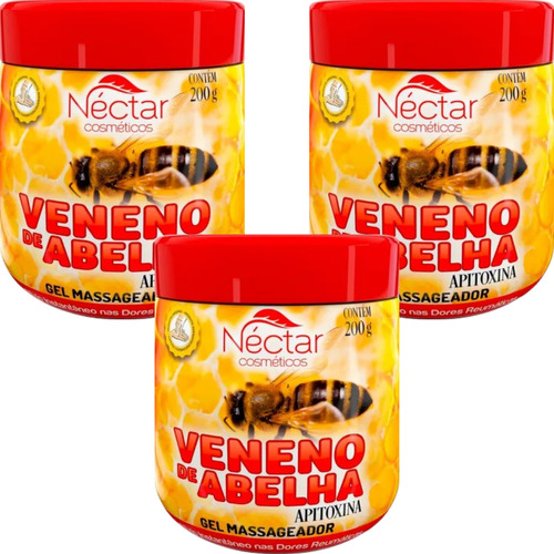  Kit 3 Gel Massageador Nectar Cosmeticos Veneno De Abelha 200