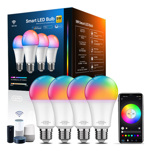 Led Inteligente Wifi 9w Foco Bombilla Rgb Alexa Google Home