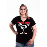 T-shirt Plus Size Feminina Pearl Jam Banda Rock Musica Show