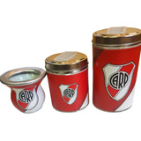 Juego Matero Cuadro River Mate Acrilico Forrado + 2 Envases 