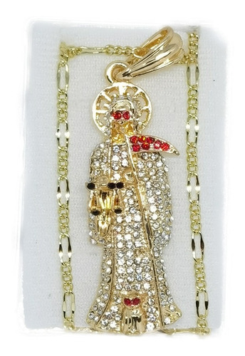 Collar De Santa Muerte Luxury 6.5 Cm De Oro Laminado Z1
