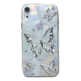 Funda Diseño Holográfica Perla Mariposa Para iPhone XR