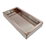 1 Bandeja Lavabo Banheiro Espelho Rose Gold 11x21cm Decoraça