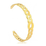 Pulsera Brazalete Forma Enlace Cadena Color Oro Acero Mujer