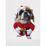 Roupa Pet Fantasia Papai Noel Para Cão E Gato