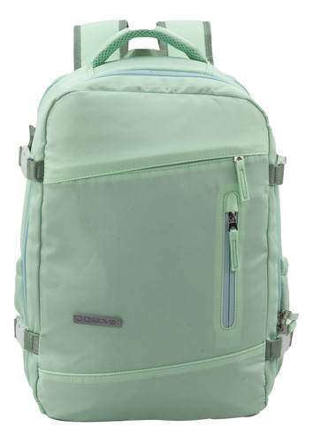 Mochila De Viaje Crossover Amelia Notebook 17 Pulgadas Color Verde Claro Diseño De La Tela Liso