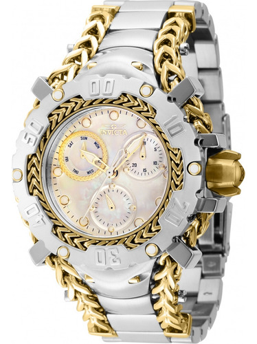 Invicta Reserve Gladiator Feminino 41100 44mm Prata Dourado