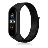 Pulseira Nylon Fecho De Velcro Para Xiaomi Mi Band 7 Cor Black