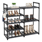 Csxgbab Black Metal Tubes Closet Shoe Rack, 5-tier Oxford F.