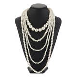 Vintage Imitation Pearl Choker Necklace Art Deco Flapper