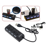 Hub Activo Usb 2.0 4 Puertos Con Switch +cable Activo