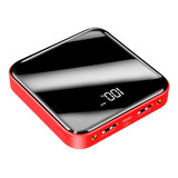 Power Bank Mini Pila Batería Recargable Kimhi De 20,000mah Color Rojo, Con Linterna Y Display Digital Doble Usb