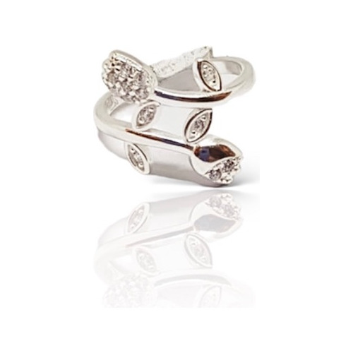 Anillo Plata 925 De Mujer Modelo Tulipanes Con Cubic 