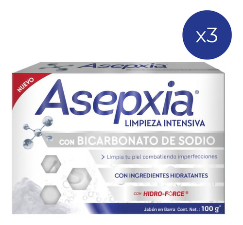 Pack Jabón En Barra Asepxia Bicarbonato De Sodio 100gr