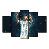 Cuadro Decorativo Messi Argentina 5 Piezas Grande