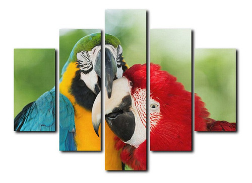 Cuadro Decorativo Canvas 5pz 120x80 Guacamayas Pareja