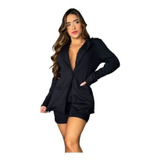 Conjunto Alfaiataria  Feminino Blazer C/ Short Cintura Alta 