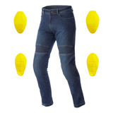 Pantalon Jean Moto Entallado Pj6 Kevlar C Proteccion Azul