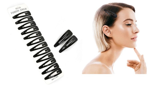 Set Pinche Clip Para El Cabello Traba Metálica Tira X12 Un