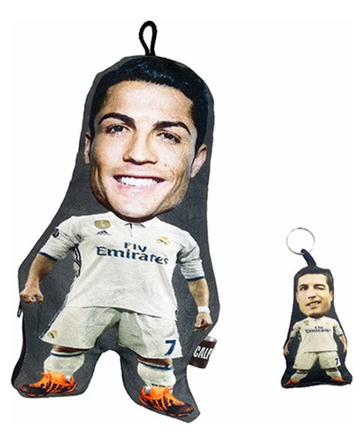 Cojín Mini + Llavero Cristiano Ronaldo Chiquito  - 27 Cm