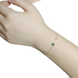 Pulsera Brazalete Esmeralda En Plata 925 Chapado En Oro 14k