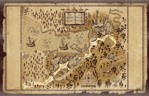 Mapa The Wizarding World Of Harry Potter 100x64cm Tela Pvc