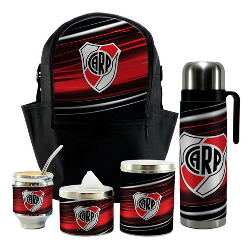 Set Matero, Equipo Para Mate River Plate Acero Media Manija