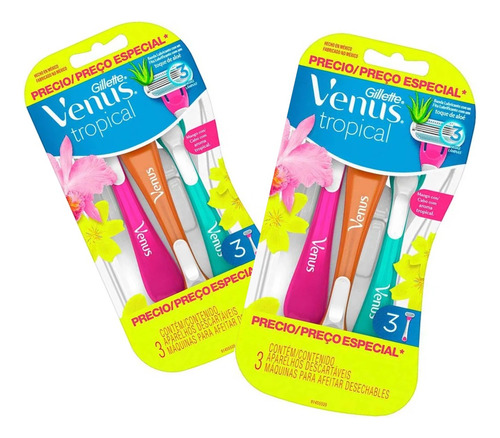 Aparelho De Depilar Gillette Venus Tropical Com 2 Kits 