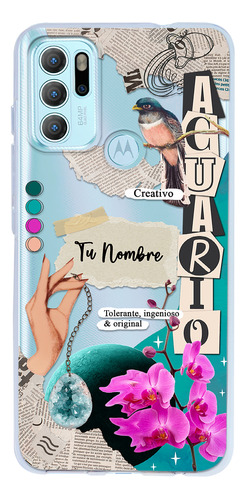 Funda Para Motorola Mujer Signo Zodiaco Acuario Tu Nombre