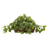 Nearly Natural Pothos Con Cesta De Repisa, Verde, 34x18x15