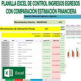 Excel Control Ingreso Egreso Con Estimación Financiera