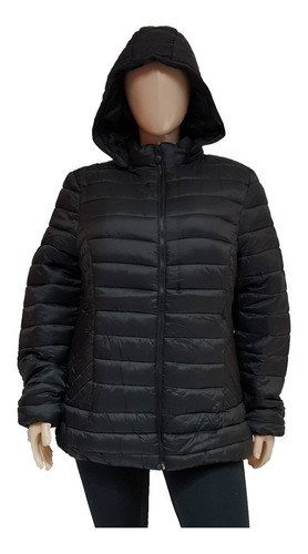 Campera Negra Parka Camperon Inflable Mujer Talles Especial