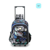 Chimola Mochila Dino Con Carro De 16 Pulgadas Bt27 Color Negro