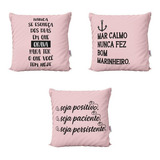 Kit 3 Capas De Almofadas Com Frases Rosa Tamanho 40x40 Personalizados