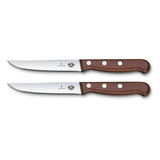 Set 2 Cuchillos Victorinox® Para Bistec Rosewood, 12cm Color Marrón Oscuro