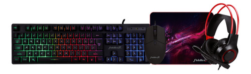 Kit Gamer Teclado + Mouse + Mouse Pad Y Audífonos Fiddler Z