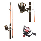 Set Kit Combo Pesca Caña 2 Tramos Solida Reel Frontal Tanza