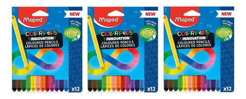 3 Cajas De Lapices Maped Infinity Mas Durables X 12 Colores